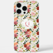 Coques Case-Mate iPhone Jolies Fleurs Roses | Monogramme Initiale  (Verso)