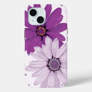 Coque Pour iPhone 15 Jolies marguerites violettes   Flore personnalisée