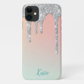 Coques Case-Mate iPhone Jolies Parties scintillant Ombré Faux Argent (Dos)