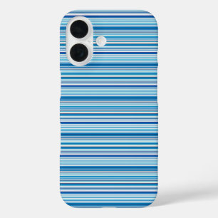 Coques iPhone 16 Jolies rayures bleues blanches