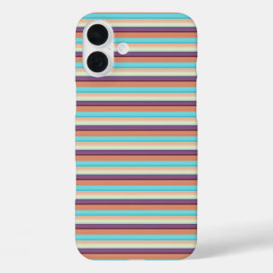 Coques iPhone 16 Plus Jolies rayures bleues marron