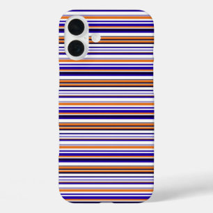 Coques iPhone 16 Plus Jolies rayures bleues orange
