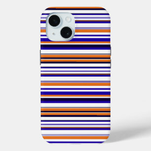 Coque Pour iPhone 15 Jolies rayures bleues orange
