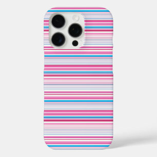 Coques iPhone 16 Pro Jolies rayures bleues roses