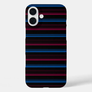 Coques iPhone 16 Plus Jolies rayures bleues roses 