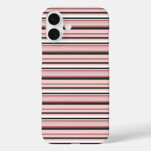 Coques iPhone 16 Plus Jolies rayures grises roses