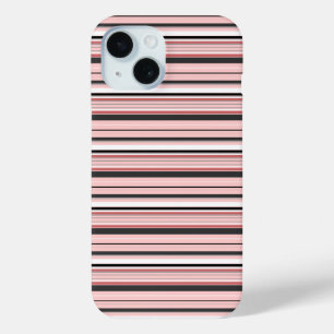 Coque Pour iPhone 15 Jolies rayures grises roses
