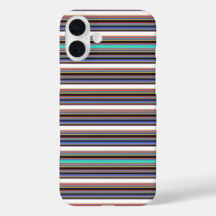 Coques iPhone 16 Plus Jolies rayures noir bleu