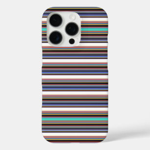 Coques iPhone 16 Pro Jolies rayures noir bleu