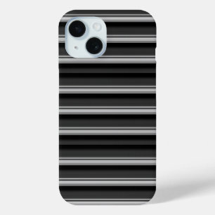 Coque Pour iPhone 15 Jolies rayures noir gris