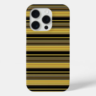 Coque iPhone 15 Pro Jolies rayures noires dorées