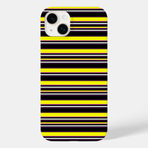 Coque Pour iPhone 14 Plus Jolies rayures noires jaunes