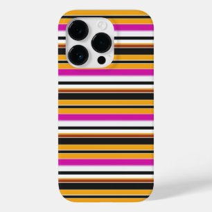 Coque Pour iPhone 14 Pro Jolies rayures noires orange