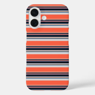 Coques iPhone 16 Jolies rayures orange bleu