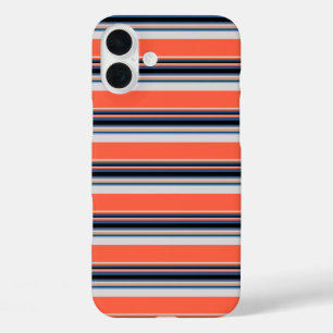 Coques iPhone 16 Plus Jolies rayures orange bleu