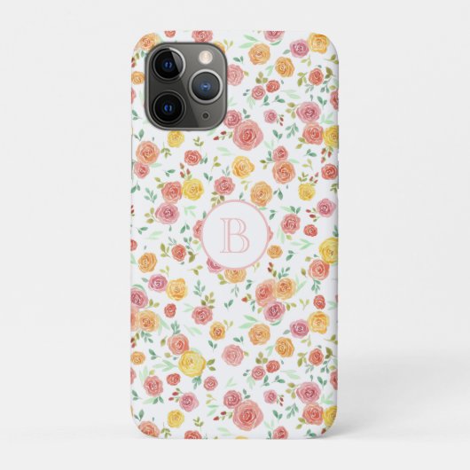 Coques Case-Mate iPhone Jolies roses roses roses avec Monogramme (Dos)