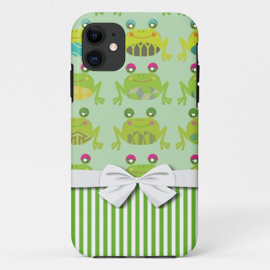 Coques Case-Mate iPhone jolis grenouilles funky heureux et rayures (Dos)