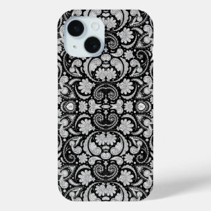 Coque Pour iPhone 15 Jolis motifs cachemire vintage noir et blanc