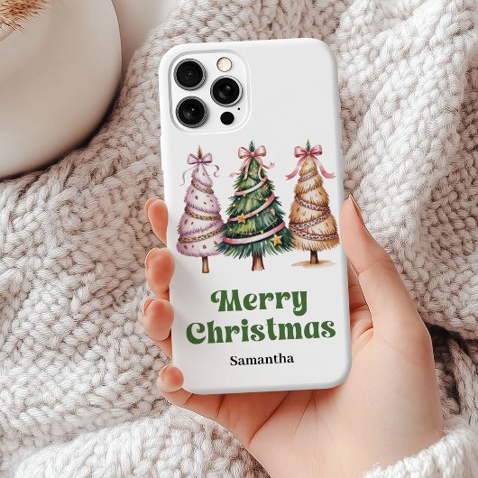 Coques Case-Mate iPhone Jolis sapins de Noël vert or léopard personnalis