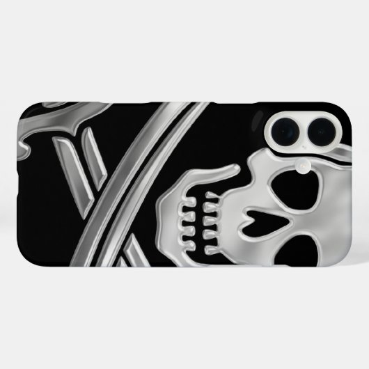 Coques Case-Mate iPhone Jolly roger argenté (Verso (horizontal))