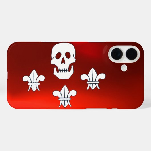 Coques Case-Mate iPhone JOLLY ROGER SKULL ET TROIS MENSONGES DRAPEAU Rouge (Verso (horizontal))