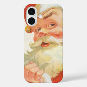 Coques iPhone 16 Jolly Santa Claus avec secret, Noël Vintage