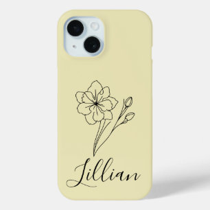 Coque Pour iPhone 15 Jonquille de mars Fleur de naissance personnalisée
