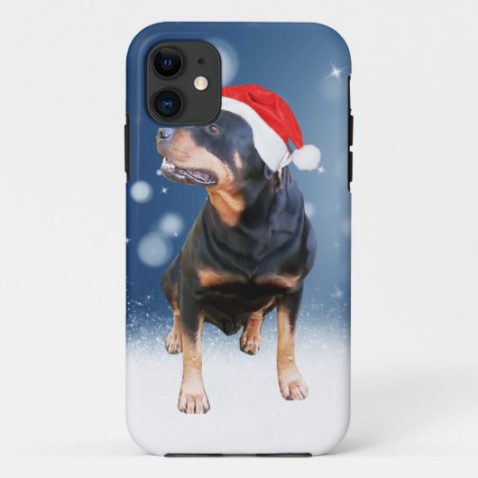 Coques Case-Mate iPhone Jote Rottweiler Chien Noël Santa Hat Étoiles de ne (Dos)