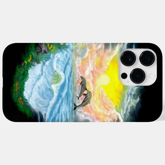 Coques Case-Mate iPhone Jouer aux dauphins sous le soleil (Verso (horizontal))