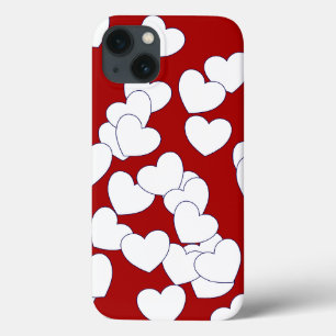 Case-Mate iPhone Case Jouer Coeurs Blancs sur Red Beautiful iPhone couve
