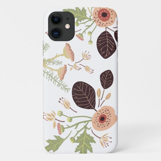 Coques Case-Mate iPhone Jouer Peach Green Fleurs Jouées Feuilles (Dos)