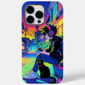 Coques Case-Mate iPhone Joueur d'Anime avec chat noir | (Verso)