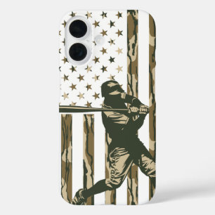 Coques iPhone 16 Joueur de baseball American Flag USA Bottomland Ca