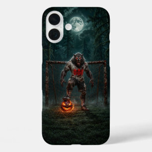Coques iPhone 16 Plus Joueur de football Loup-Garou Art Horreur Hallowee