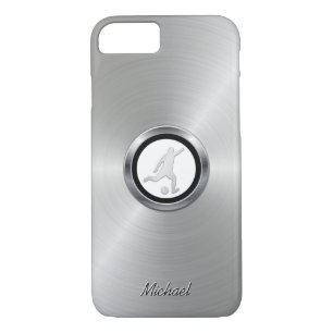 Etui iPhone Case-Mate Joueur de soccer métallique argent avec votre mono