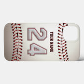 Coques Case-Mate iPhone Joueur Numéro 24 - Cool Baseball Stitches Look (Verso (horizontal))