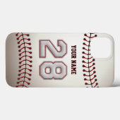 Coques Case-Mate iPhone Joueur Numéro 28 - Cool Baseball Stitches Look (Verso (horizontal))