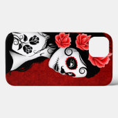 Coques Case-Mate iPhone Jour de la fille crâne de sucre mort - Rouge profo (Verso (horizontal))