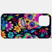 Coques Case-Mate iPhone Jour des crânes de sucre néon morts (Verso (horizontal))