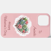 Coques Case-Mate iPhone Jour des Valentines du Coeur Succulent Rose Cute (Verso (horizontal))