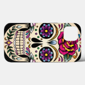 Coques Case-Mate iPhone Jour du crâne de sucre mort avec Rose (Verso (horizontal))