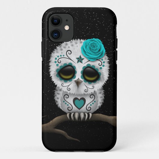 Coques Case-Mate iPhone Jour turquoise mignon des étoiles mortes de hibou (Dos)