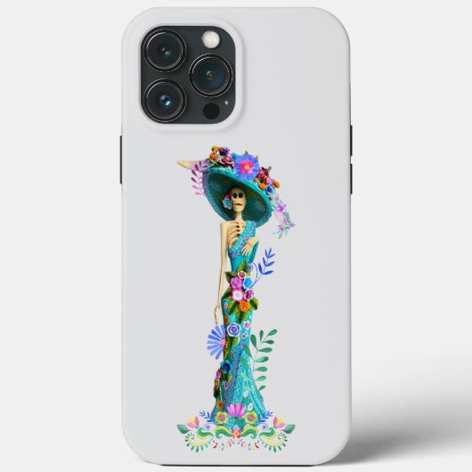 Coques Case-Mate iPhone Jour Turquoise & Rose de la Catrina Elégante Mort (Verso)