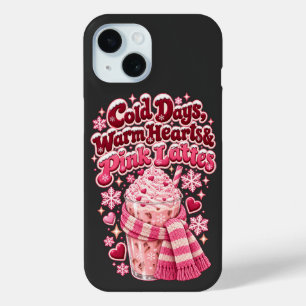 Coque Pour iPhone 15 Jours Froids Cœurs Chauds Boissons Roses de Noël