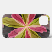 Coques Case-Mate iPhone Joy, Rose Vert Anthracite Fleur Fractale Monogramm (Verso (horizontal))
