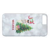 Coques Case-Mate iPhone Joy Typography | Llama de Noël avec arbre (Dos (Horizontal))