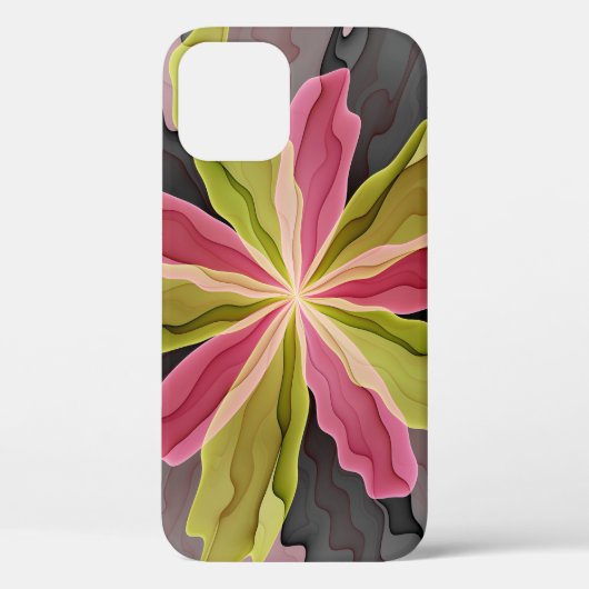 Coques Case-Mate iPhone Joy, Vert rose Anthracite Imaginaire Fleur Fractal (Verso)