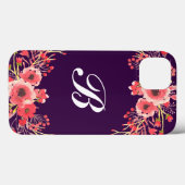 Coques Case-Mate iPhone Joyau violet Tone Aquarelle Fleurs Monogrammes (Verso (horizontal))