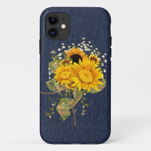 Coques Case-Mate iPhone Joyaux bleu et tournesols (Dos)