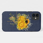 Coques Case-Mate iPhone Joyaux bleu et tournesols (Dos (Horizontal))